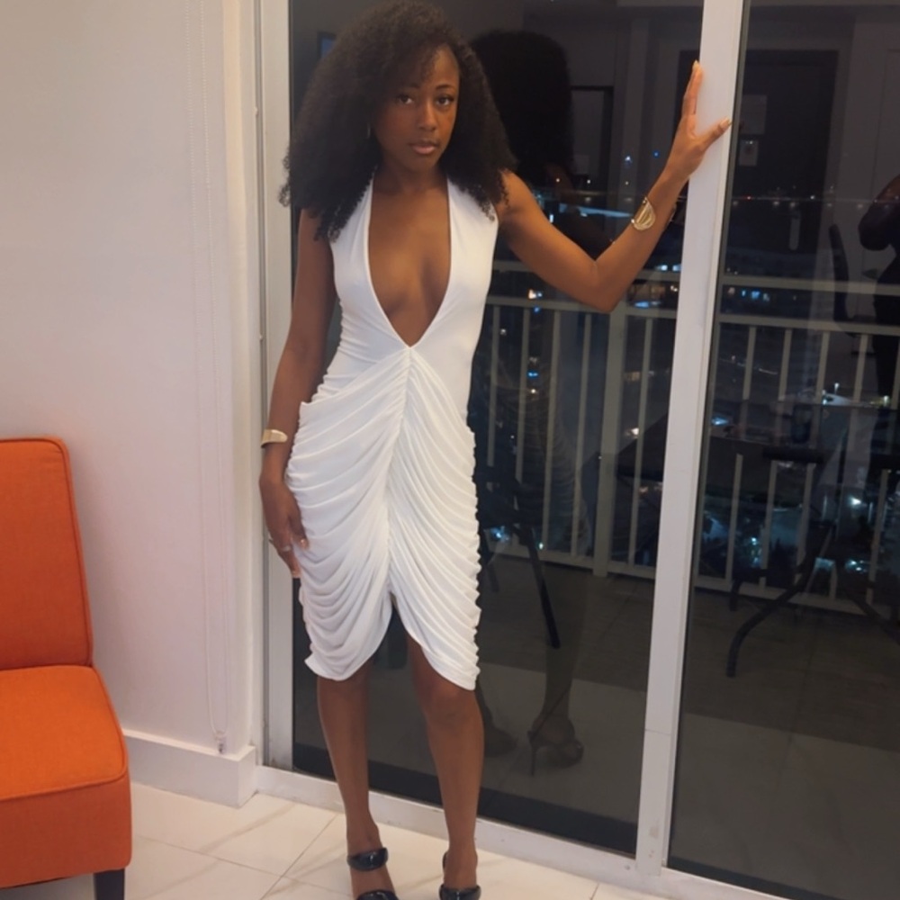 PrettyLittleThing White Backless Dress